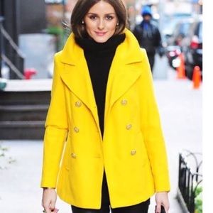 Rare Bright Yellow Gold Button Peacoat size M